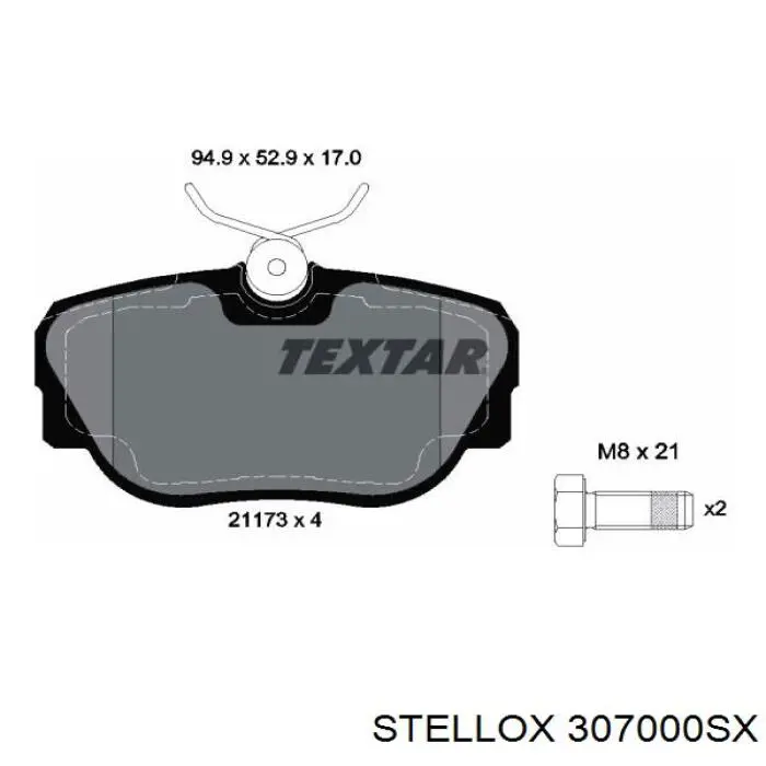 307000-SX Stellox pastillas de freno delanteras