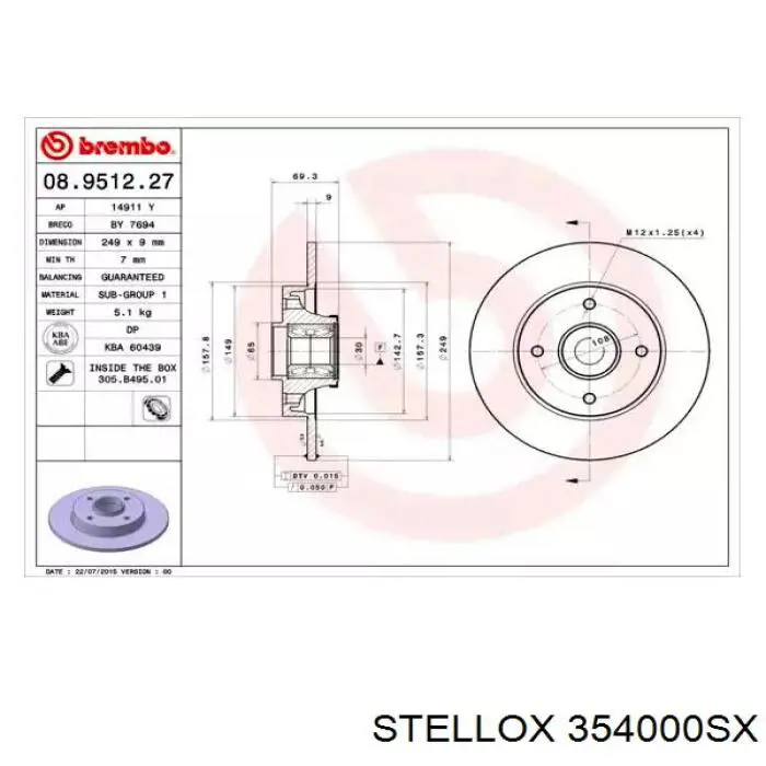 354000SX Stellox pastillas de freno traseras