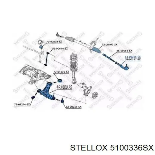 5100336SX Stellox rótula barra de acoplamiento exterior