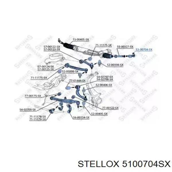 5100704SX Stellox rótula barra de acoplamiento exterior