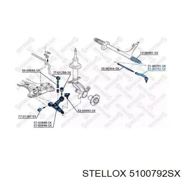 5100792SX Stellox rótula barra de acoplamiento exterior