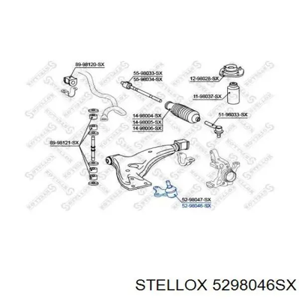 5298046SX Stellox rótula de suspensión inferior derecha