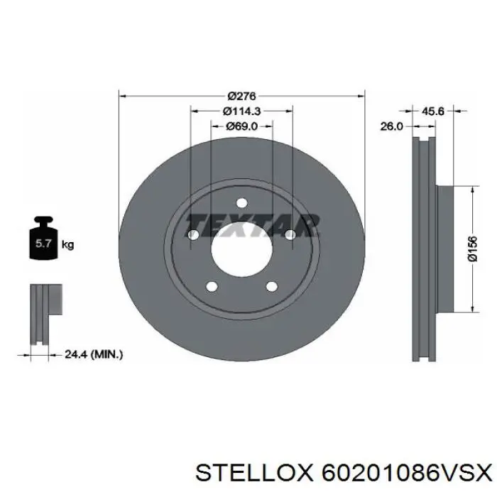 60201086VSX Stellox freno de disco delantero