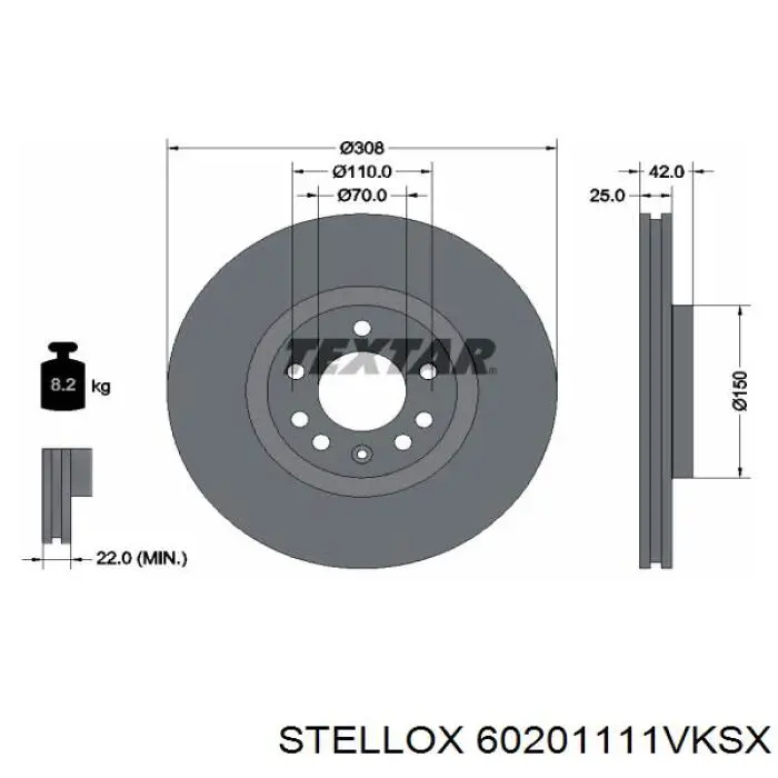 6020-1111VK-SX Stellox freno de disco delantero