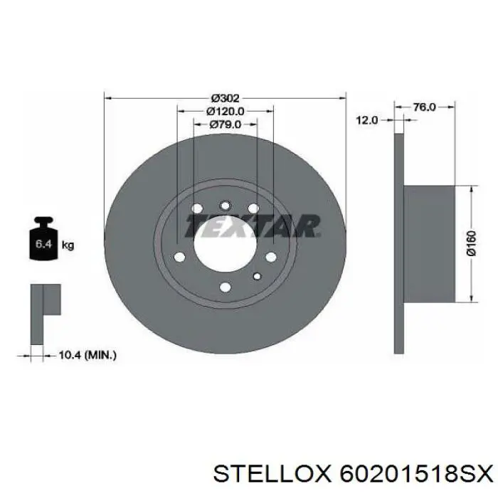 60201518SX Stellox freno de disco delantero