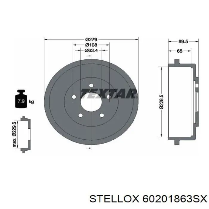 60201863SX Stellox freno de tambor trasero