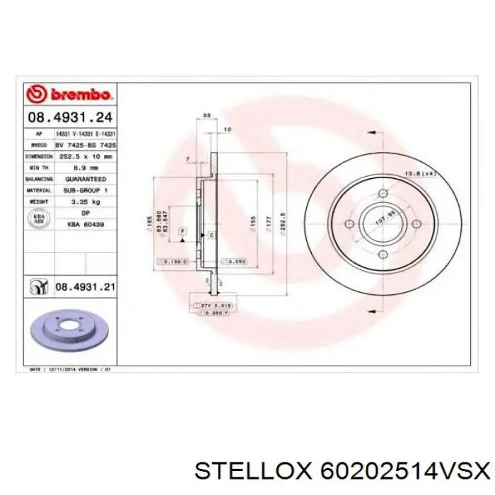 Freno de disco delantero Ford Escort 4 GAF, AWF, ABFT