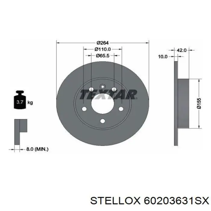 60203631SX Stellox disco de freno trasero