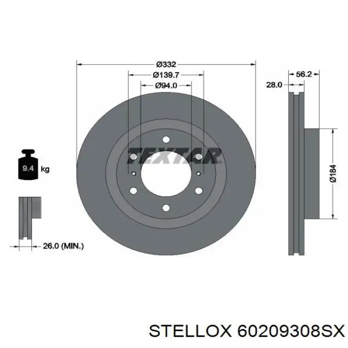 60209308SX Stellox disco de freno delantero