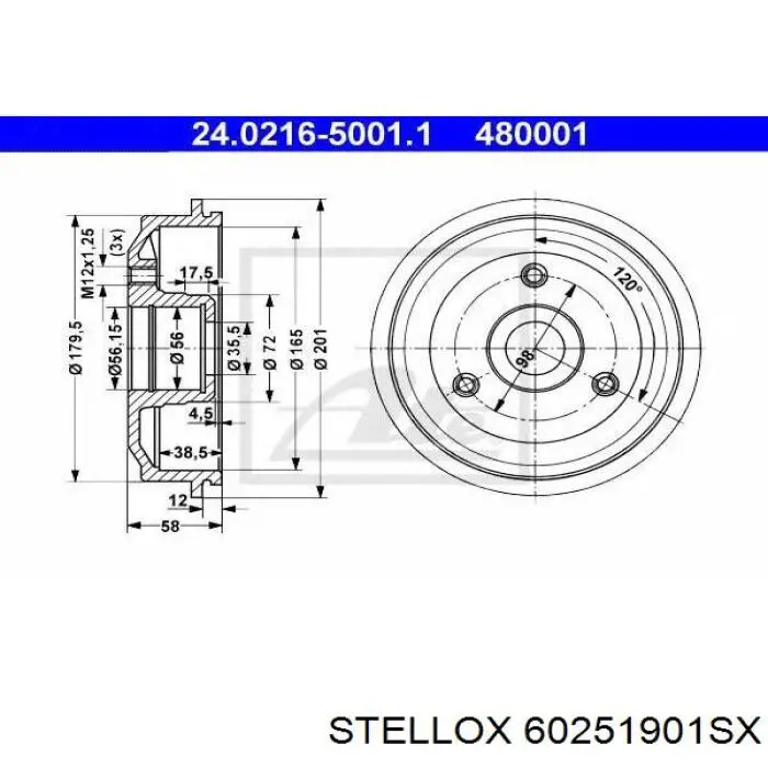 60251901SX Stellox freno de tambor trasero