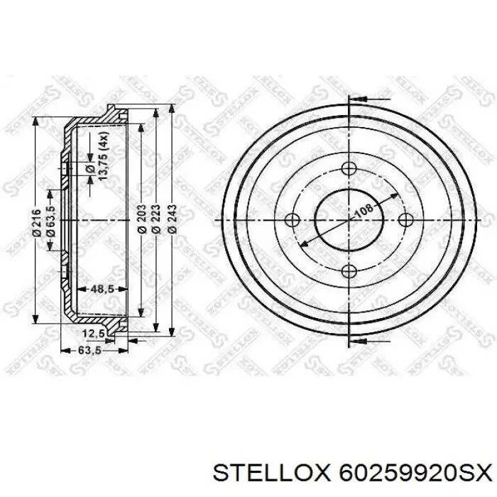 60259920SX Stellox freno de tambor trasero