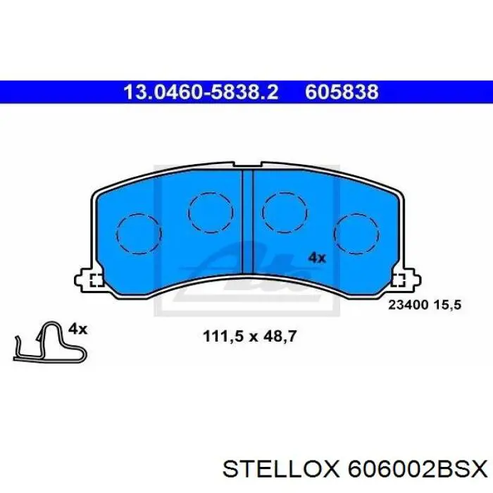 606002BSX Stellox pastillas de freno delanteras