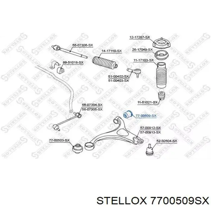 7700509SX Stellox silentblock de suspensión delantero inferior