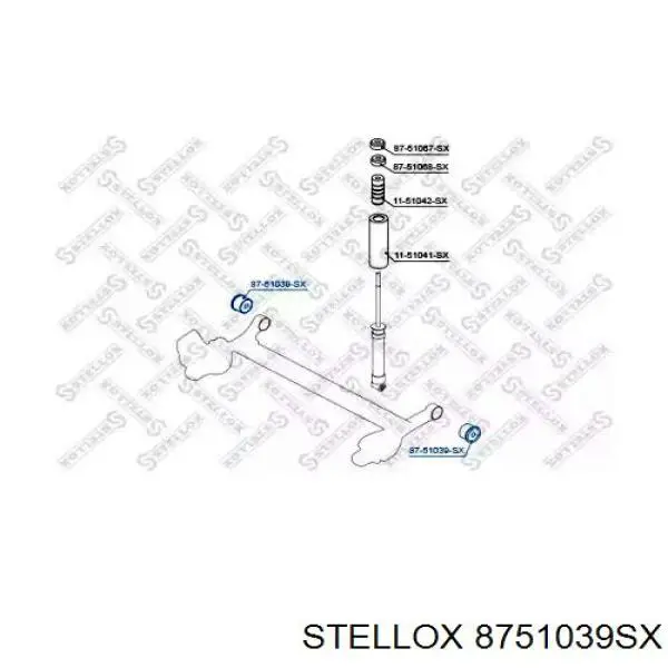 8751039SX Stellox suspensión, cuerpo del eje trasero