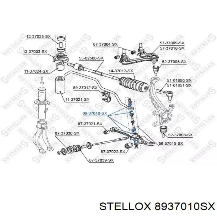 8937010SX Stellox casquillo del soporte de barra estabilizadora delantera