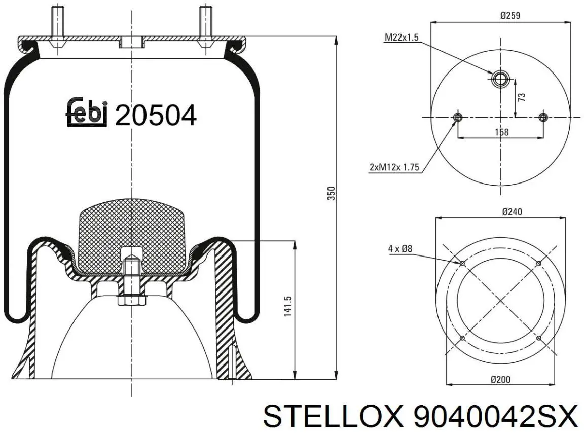 9040042SX Stellox muelle neumático, suspensión