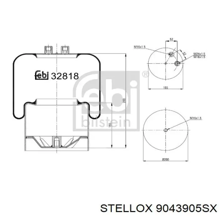 9043905SX Stellox muelle neumático, suspensión