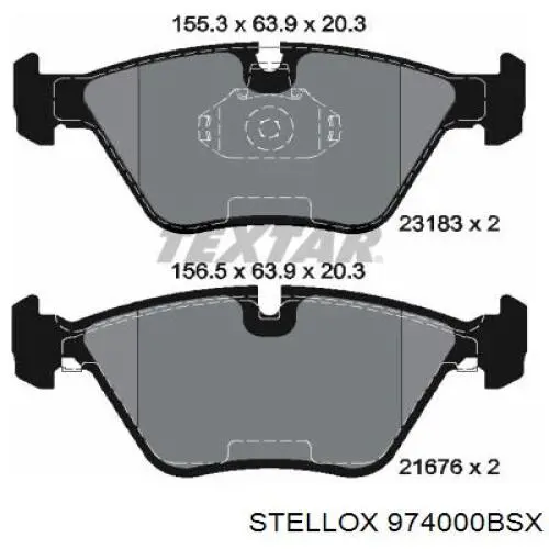 974 000B-SX Stellox pastillas de freno delanteras