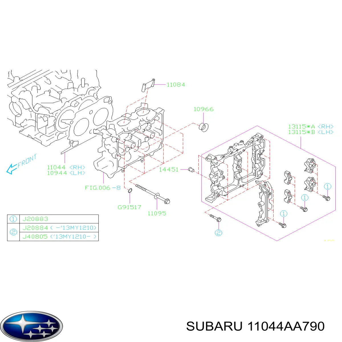 11044AA790 Subaru junta de culata derecha