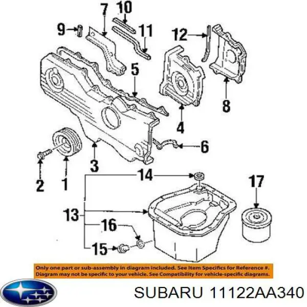 11122AA340 Subaru junta, cárter de aceite
