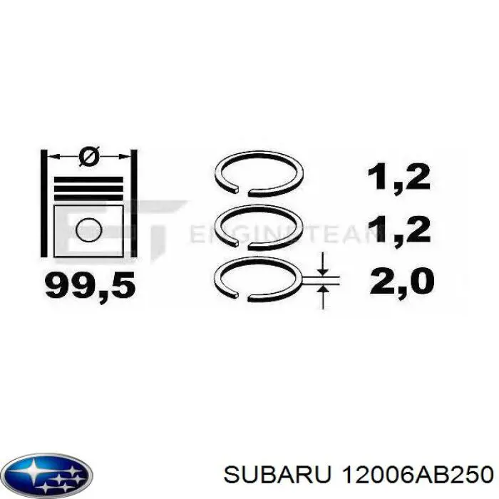 12006AB250 Subaru pistón con bulón sin anillos, cota de reparación +0,25 mm