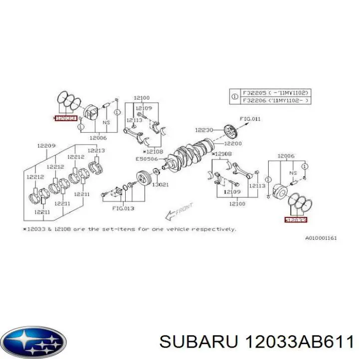 Juego de anillos de pistón, motor, STD para Subaru Outback (BP)
