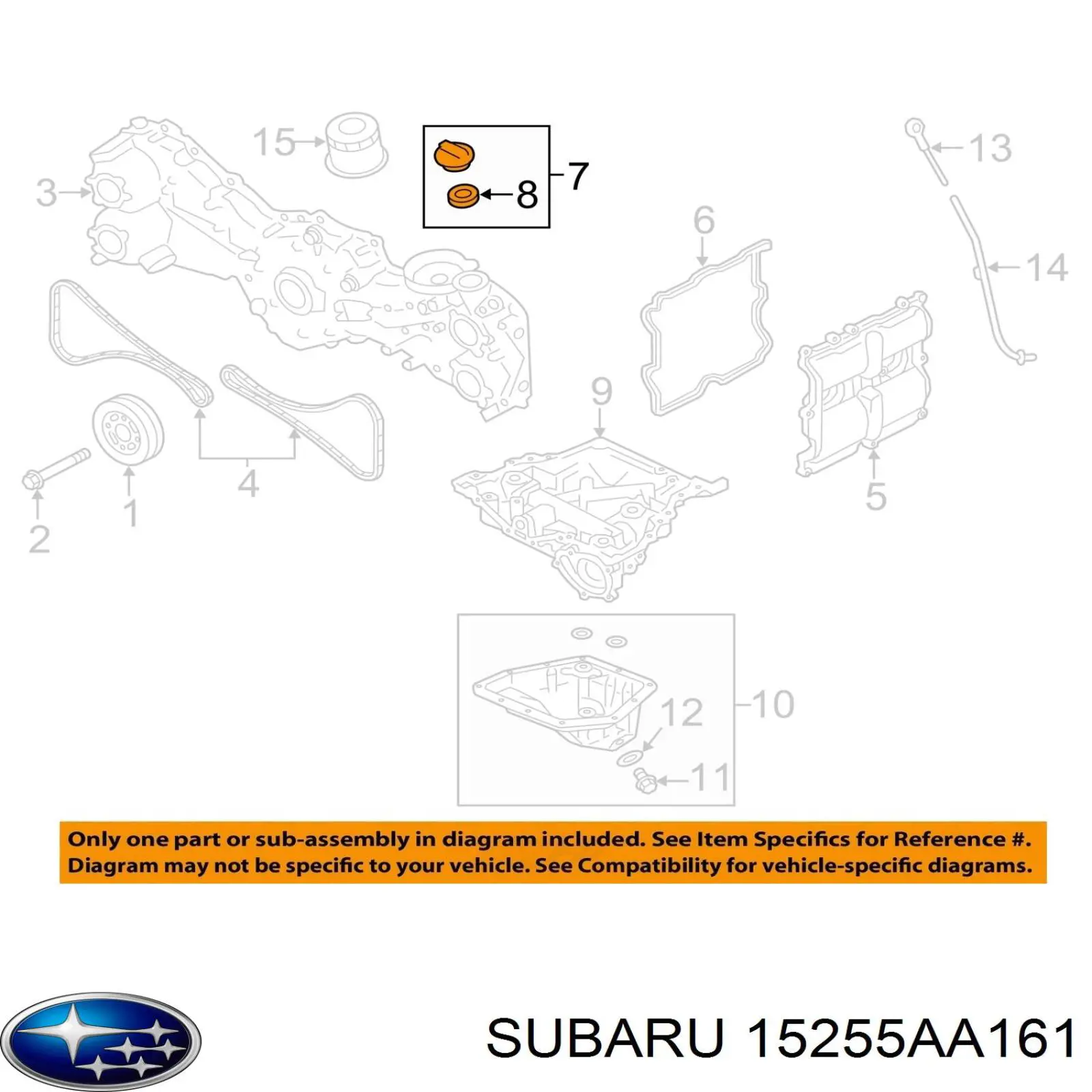 15255AA161 Subaru tapa de aceite de motor