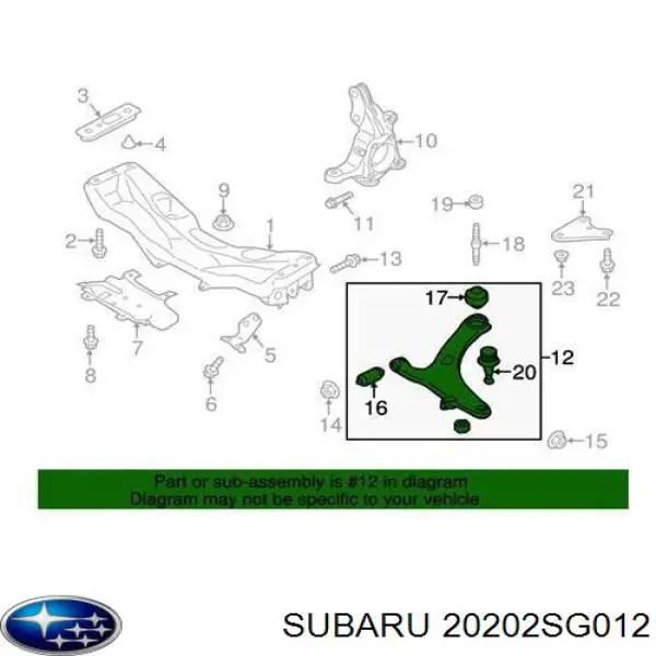 Barra oscilante, suspensión de ruedas delantera, inferior izquierda para Subaru Forester (S13, SJ)