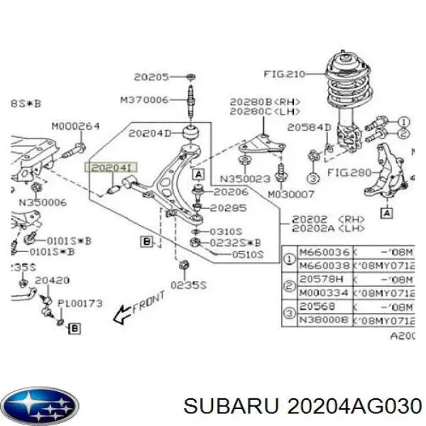 20204AG030 Subaru silentblock de suspensión delantero inferior