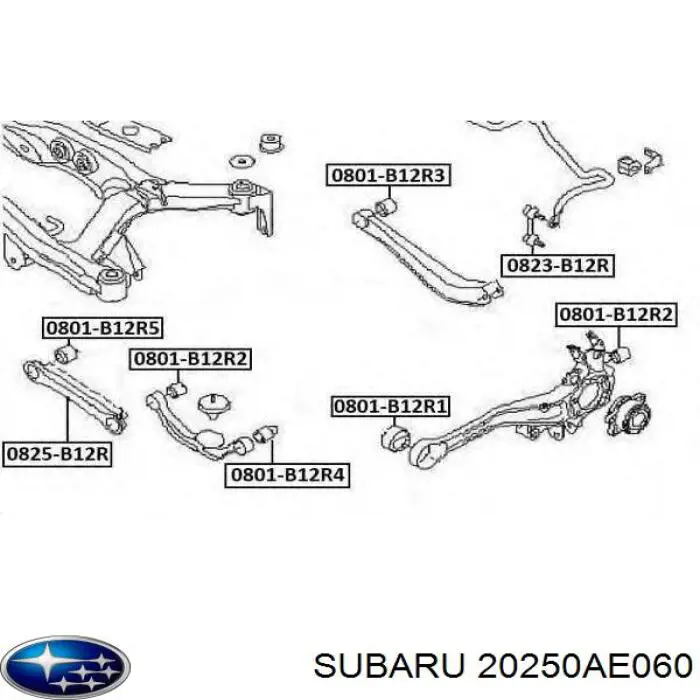 20250AE060 Subaru barra transversal de suspensión trasera