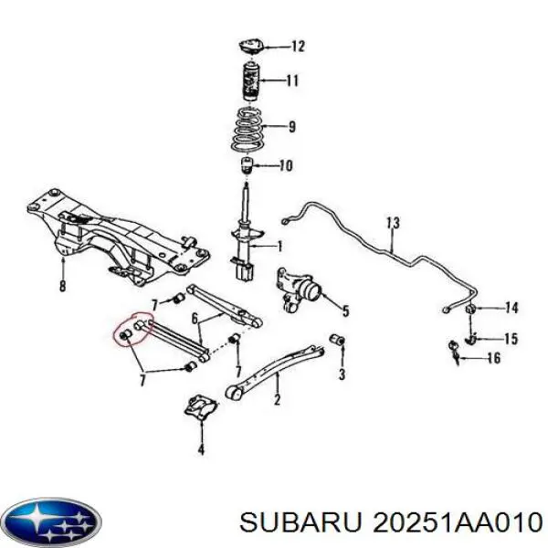 Buje interior del brazo transversal trasero Subaru 20251AA010 precio, desde 5,95 EUR