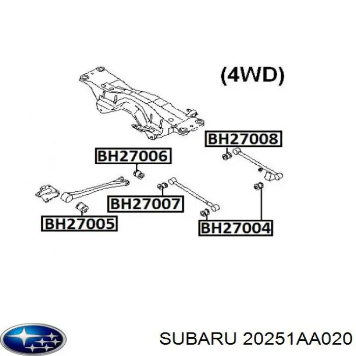 20251AA020 Subaru suspensión, barra transversal trasera, interior