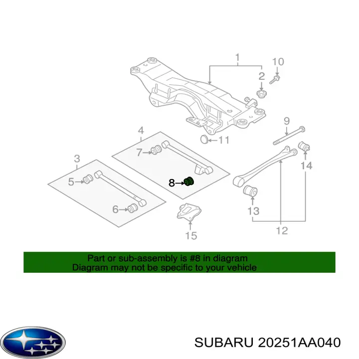 Comprar 20251AA040 Subaru Buje exterior del brazo transversal trasero