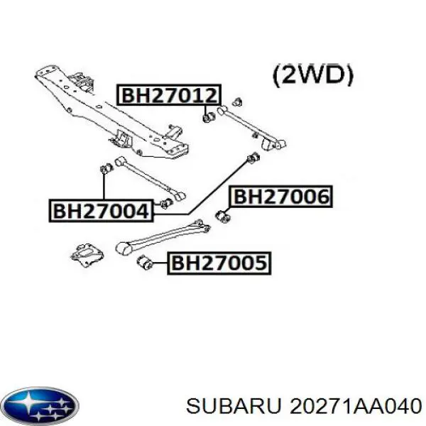 20271AA040 Subaru Buje delantero del brazo longitudinal trasero