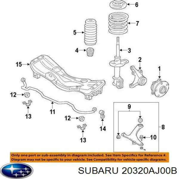 20320AJ00B Subaru Soporte del amortiguador delantero