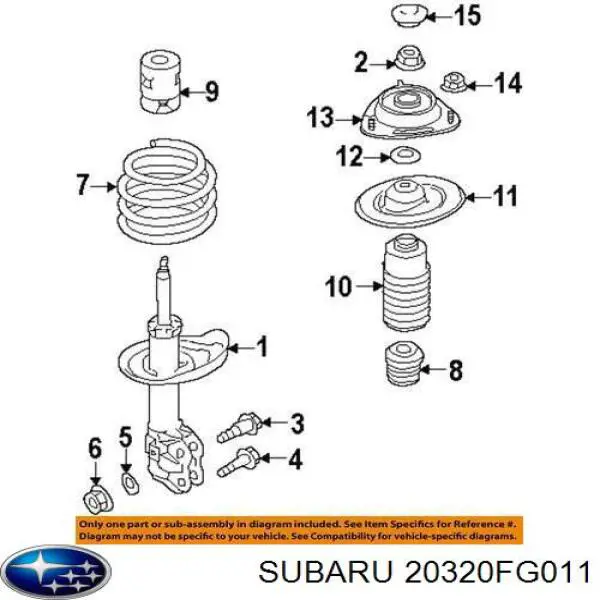 Soporte del amortiguador delantero Subaru 20320FG011 precio, desde 35,10 EUR