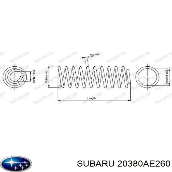 20380AE260 Subaru muelle de suspensión eje trasero