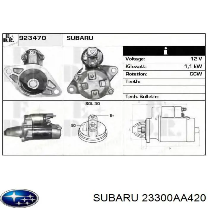 23300AA420 Subaru motor de arranque