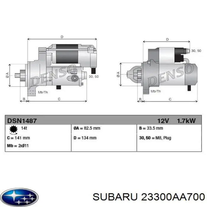 23300AA700 Subaru motor de arranque