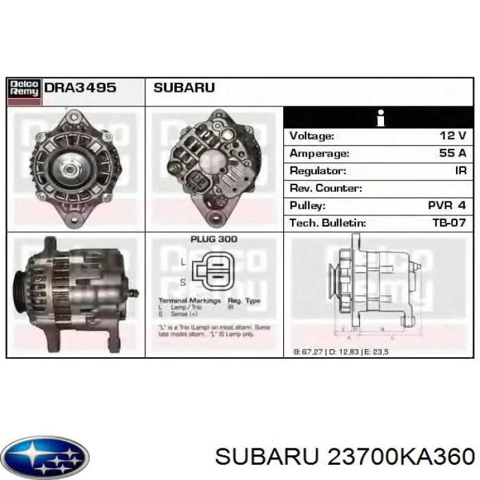 Alternador 23700KA651 Subaru