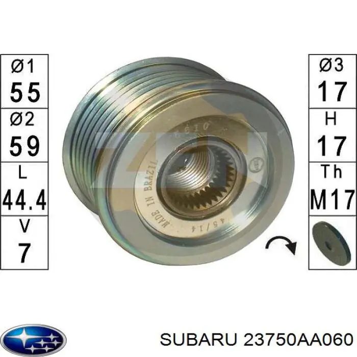 23750AA060 Subaru Rueda libre alternador 