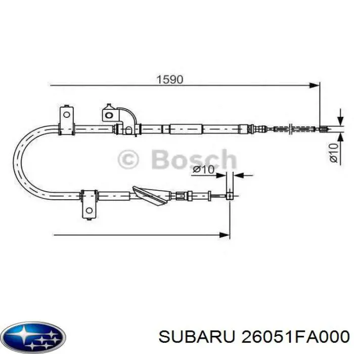 26051FA000 Subaru cable de freno de mano trasero derecho
