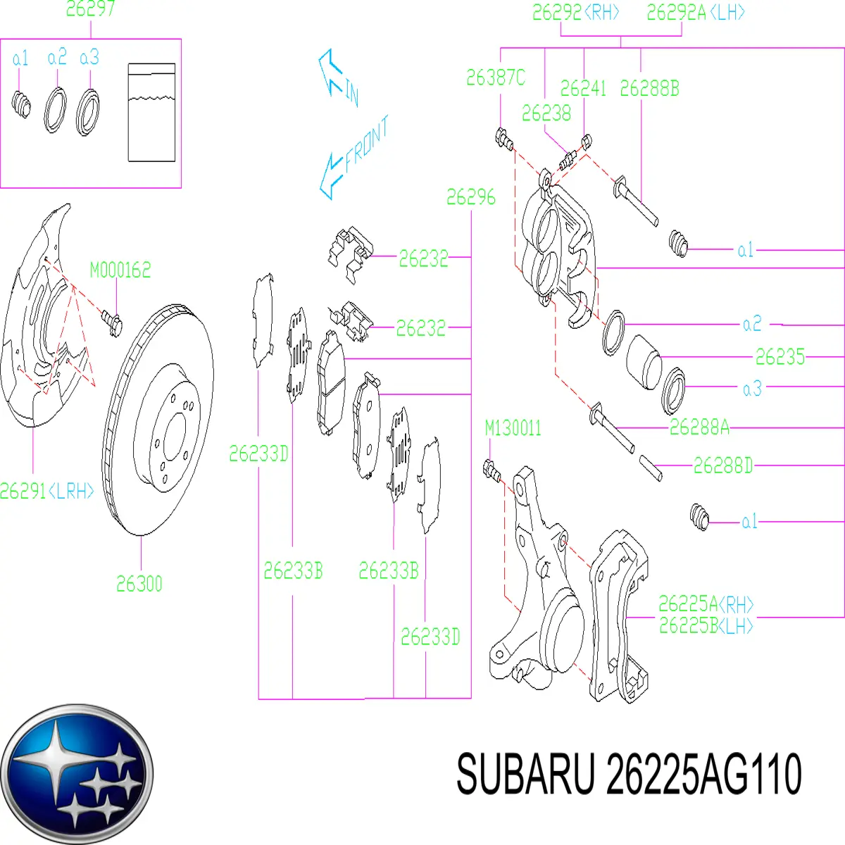 Soporte de la pinza de freno delantera Subaru 26225AG110 precio, desde 86,91 EUR