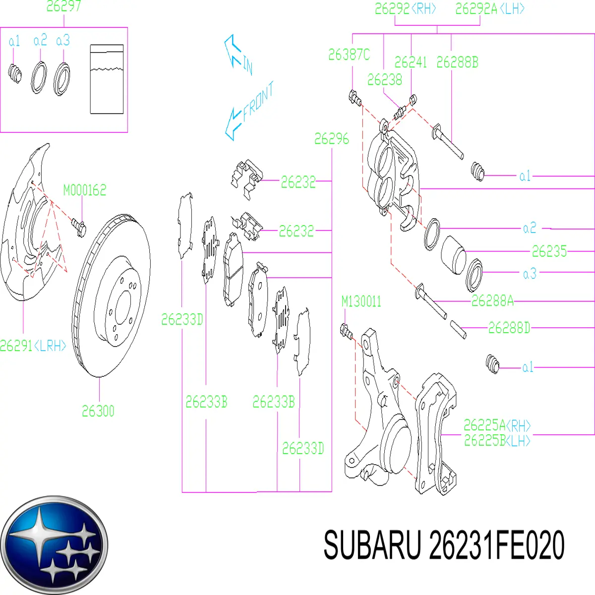 Cilindro Slide Pinza De Freno Delantero Subaru 26231FE020