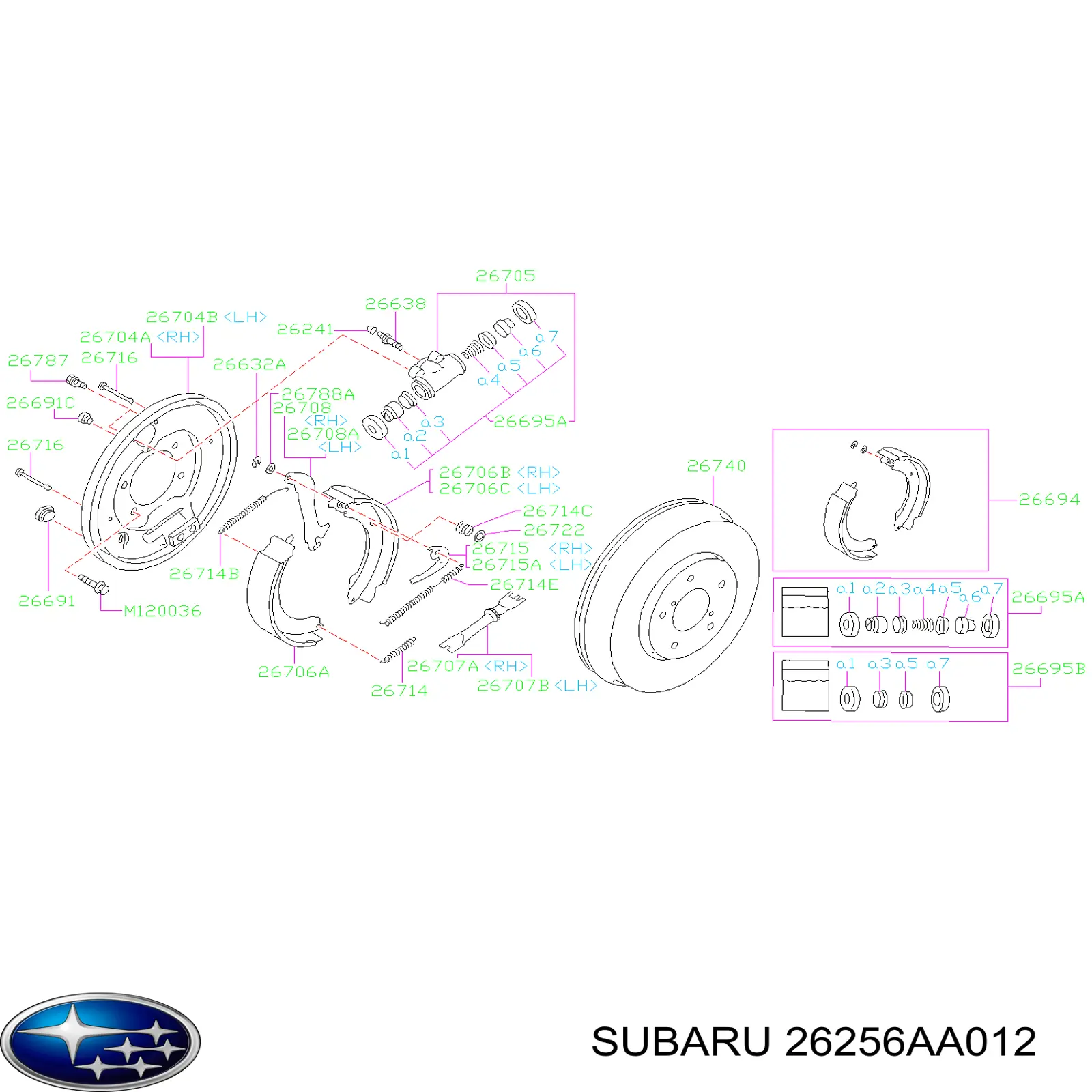 Comprar 26256AA012 Subaru Cilindro de freno de rueda trasera