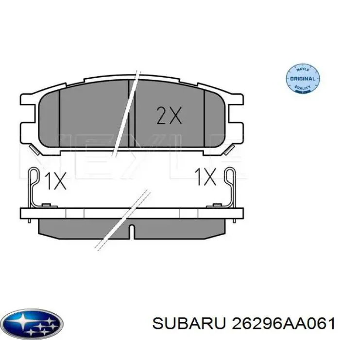 Pastillas traseras de freno Subaru 26296AA061 precio, desde 19,92 EUR
