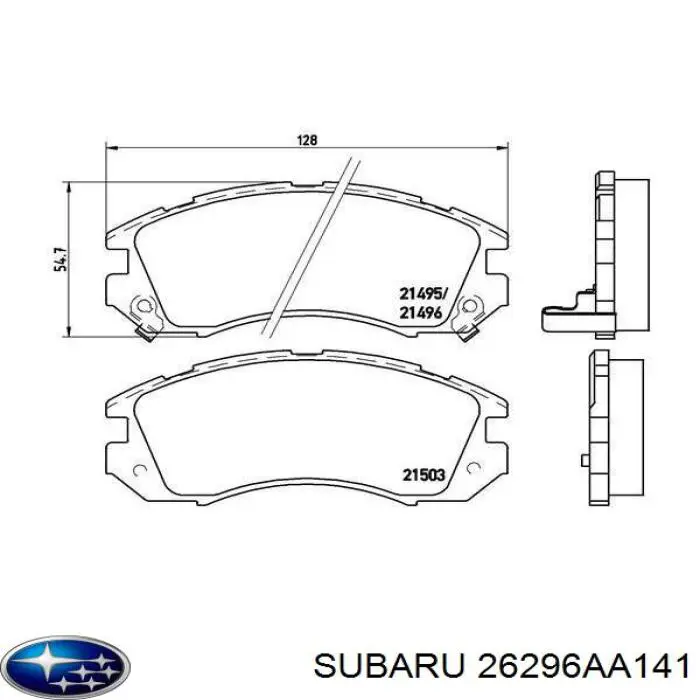 26296AA141 Subaru pastillas de freno delanteras
