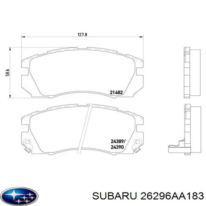 26296AA183 Subaru pastillas de freno delanteras