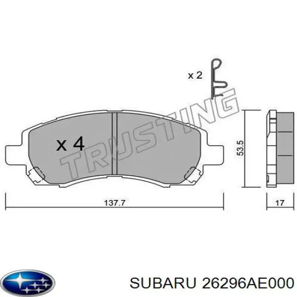 26296AE000 Subaru pastillas de freno delanteras