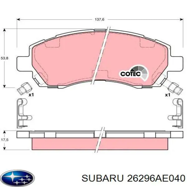 26296AE040 Subaru pastillas de freno delanteras